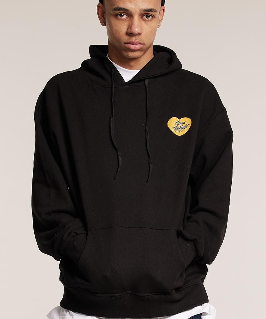Human Highlight Small Heart Hoodie Black Yellow