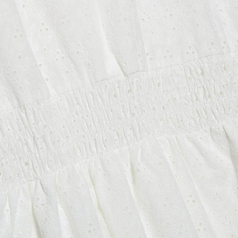 Ženy Výstřih do V Krátký rukáv Pružný pas Dámské Mini výšivka Bílé bavlněné šaty