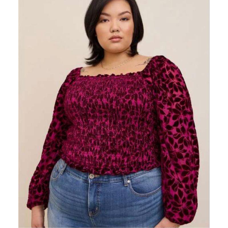 

Velvet Fall 2022 Niche Slim Looking Waist-Controlled Top Fuchsia 00