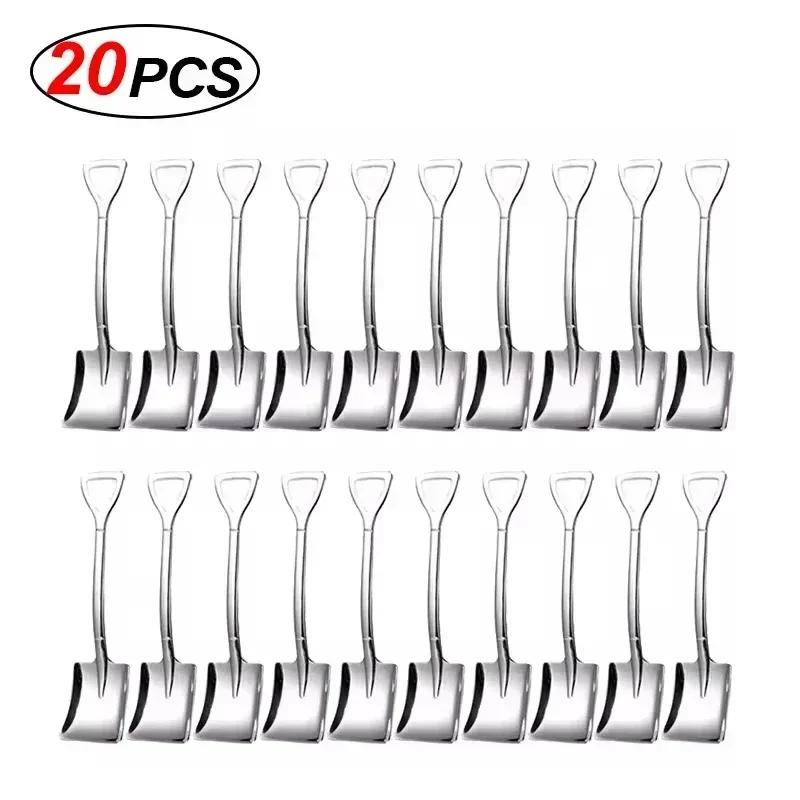 Creative Silver Shovel Spoons Stainless Steel Coffee Fruit Watermelon Ice Cream Dessert Scoops Spoon Teaspoon Kitchen Tableware