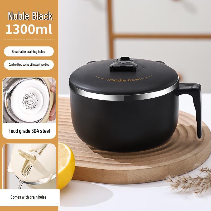 

304 Stainless Steel Instant Noodle Bowl with Lid - Large Capacity for Dorms and Students