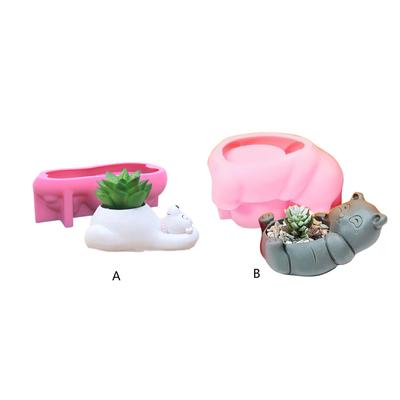 Polar Bear Flowerpot Epoxy Resin Mold Succulent Plant Pot Holder Concrete Plaster Silicone Mould DIY Crafts Home Decor