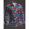 Men's Long Sleeved Shirt, Lapel Shirt, Men's 3D Printed Color Splash Casual Long Sleeved Fashionable Printed Shirt