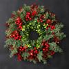Haobei Christmas Cypress & Red Berry Door Wreath Decoration