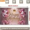 2D Elegant Pink Heart Balloon Happy Birthday Photography Background Banner