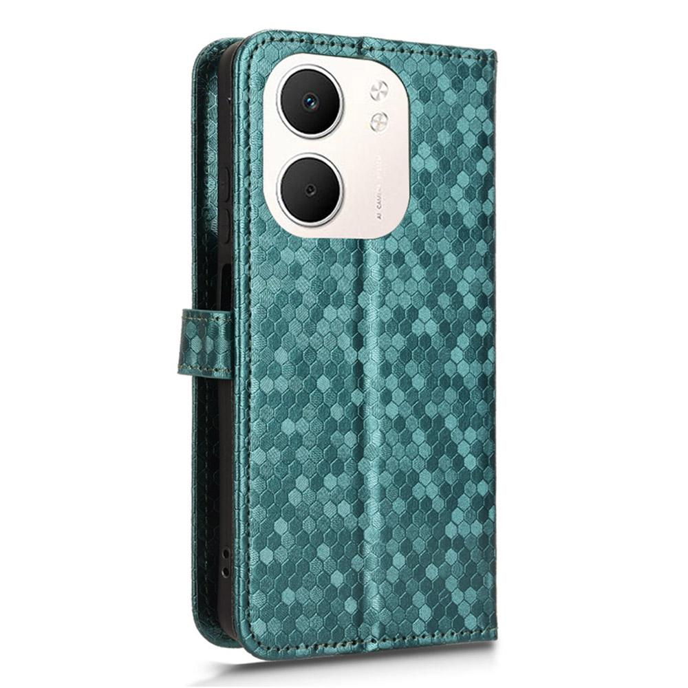 For Oppo A5x 5G/4G Wallet Case Dot Pattern Imprint PU Leather Phone Cover with Wrist Strap