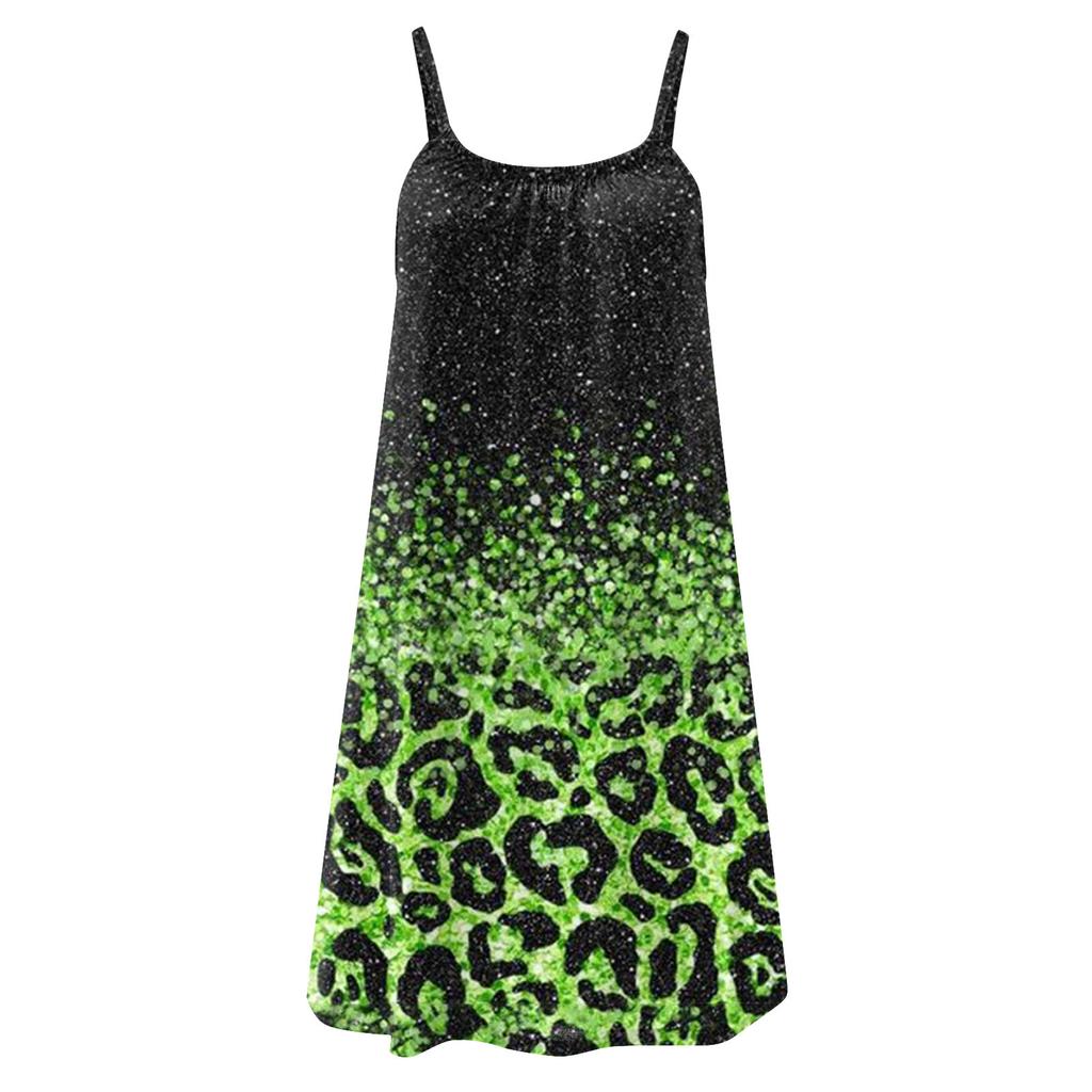 Women's Casual Loose Easter Print Suspender Beach Sundress Loose Sleeveless Dress