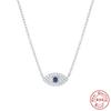 S925 Sterling Silver Classic Wind Blue Eye Diamond Necklace Devil'S Eye Pendant Clavicle Necklace