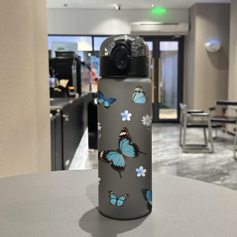 

780ML 3D Printed Water Bottle with Butterfly Print Sports Water Bottle | Leak-Proof Flip Lid All-Over Design Gym Cup,PVC-Free 780ml чёрный