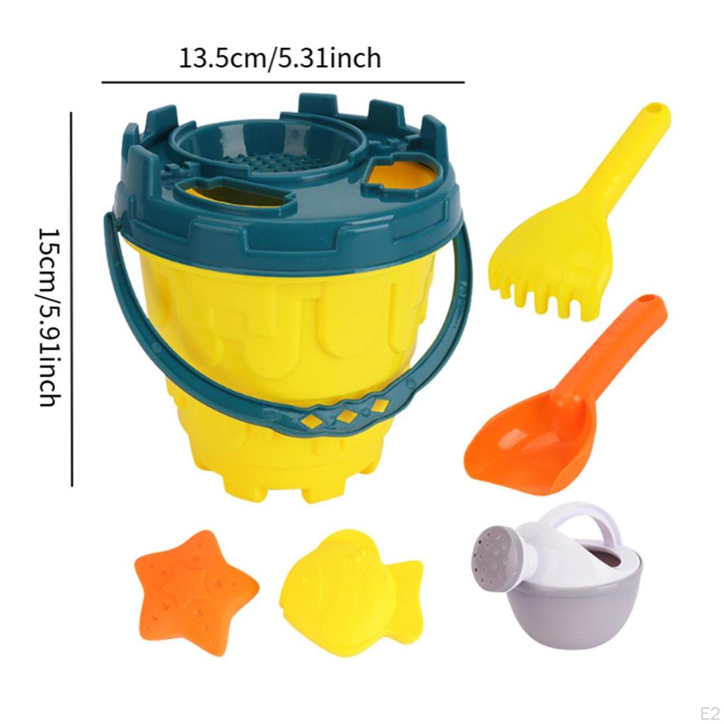 Kids Beach Toy Set Bucket Spade Rake Portable Lightweight Pretend Play Sand Toys for Boys Girls Age