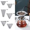 Stainless Steel Coffee Filter Drip Type Silver Pour Over Cone Dripper Fine Mesh No Filter Paper Required Mesh Coffee Filter