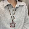 Red Floral Heart Necklace for Women - High-End 2024 Korean Fashion Sweater Chain for Autumn/Winter