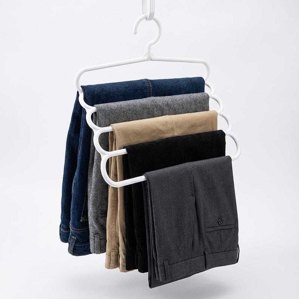 5 Pcs Foldable Multi-Layer Pants Organizer Rack, Space Saver. 32x29cm, PP, Sturdy, for Closet
