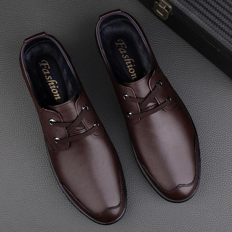 Genuine Leather Mens Dress Sneakers Classic Leather Oxfords Shoes Soft-Soled Formal Business Footwear Fashion Male Walking Shoes