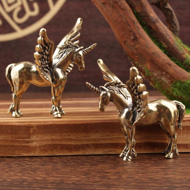 Flying Horse Brass Miniature Figurines Desk Ornament Decorations Animal Statue Animal Sculpture Home Decor
