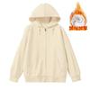 Women's Hood Collar Long Sleeve Zip Up Hoodie Loose Fit Minimalist Sweatshirt Jacket