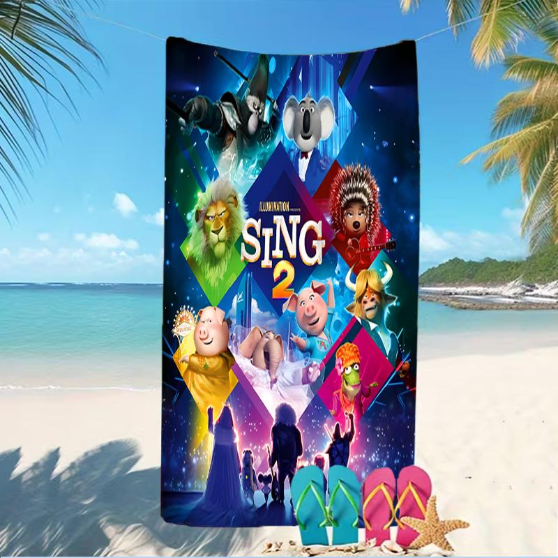 Beach Towel with Sing Pattern - soft,absorbent,machine washable Lightweight&Modern,swimming,Travel Essentials