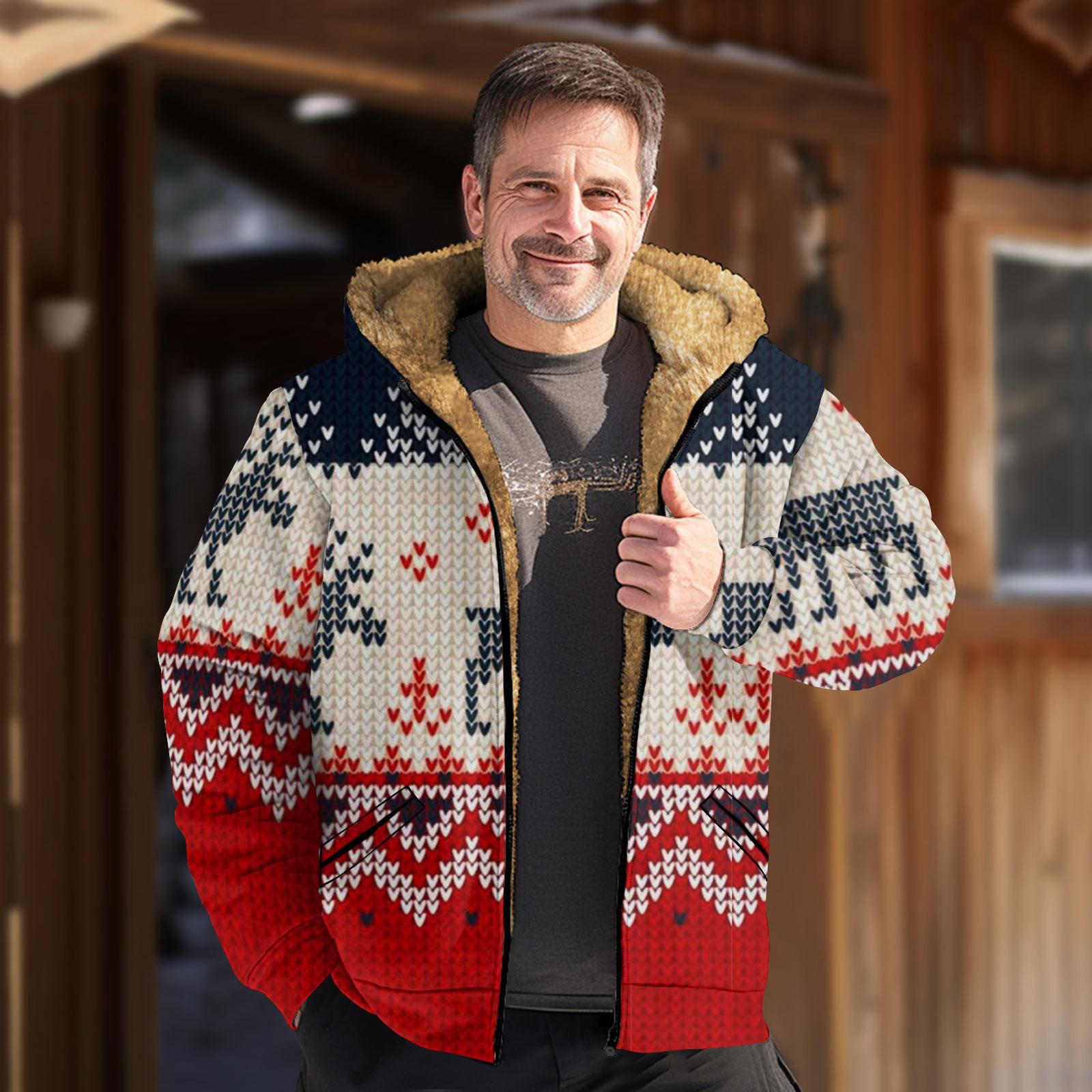 Мужская куртка с рождественским принтом, мужская весенняя повседневная куртка с капюшоном на молнии L бежевый