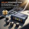 Tire Pressure Monitoring System Wireless Solar Powered with 4 External Sensors, Real-Time LCD Display, 6 Alarm Modes for RV Trailer Truck SUV