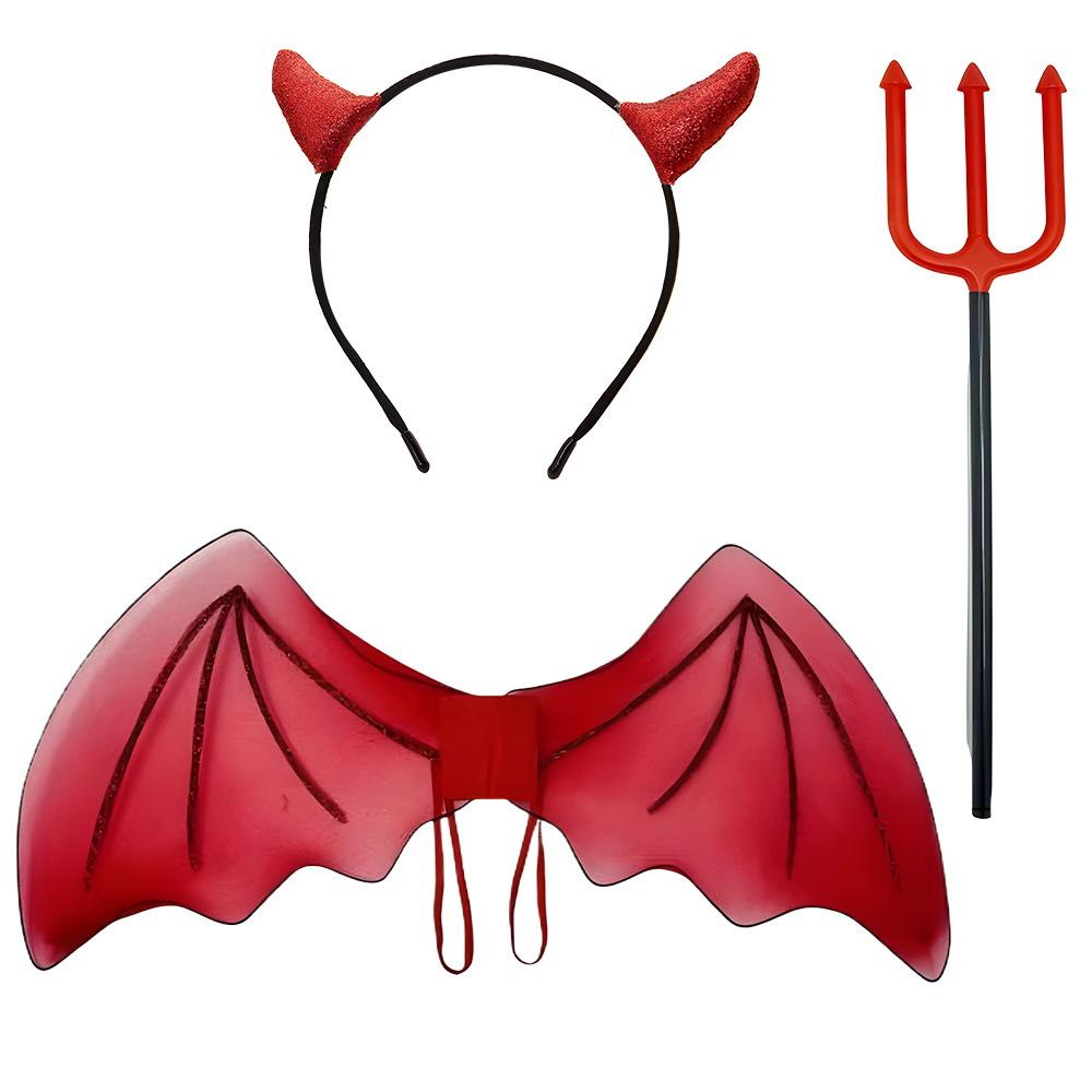 Devil Halloween Costume Accessories Set with Headband and Staff 0418G