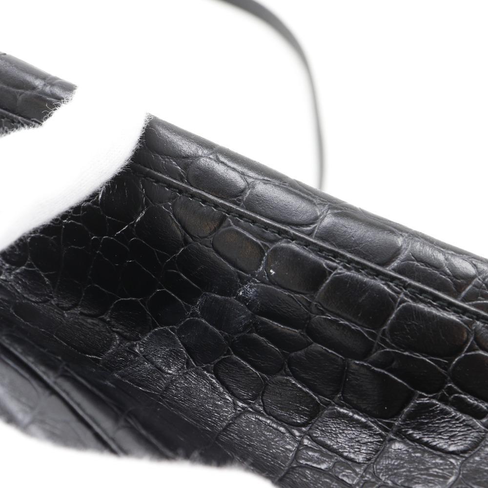 Salvatore Ferragamo Vala Handbag AQ-21 8252 2WAYShoulder Black/gold Embossed Leather Women Used