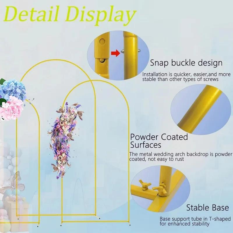 New Metal Arch Backdrop Stand Gold Wedding Arch Stand Arched Frame for Birthday Party Ceremony Celebration Decoration 1PC
