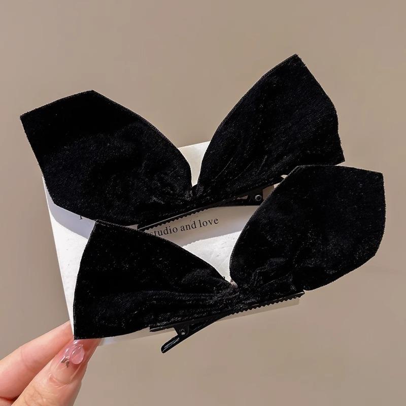 2 ks Červené sametové mašličky sponky do vlasů pro ženy dívky elegantní mini perlová mašlička ofina boční klip vlásenky pokrývka hlavy vlasové doplňky