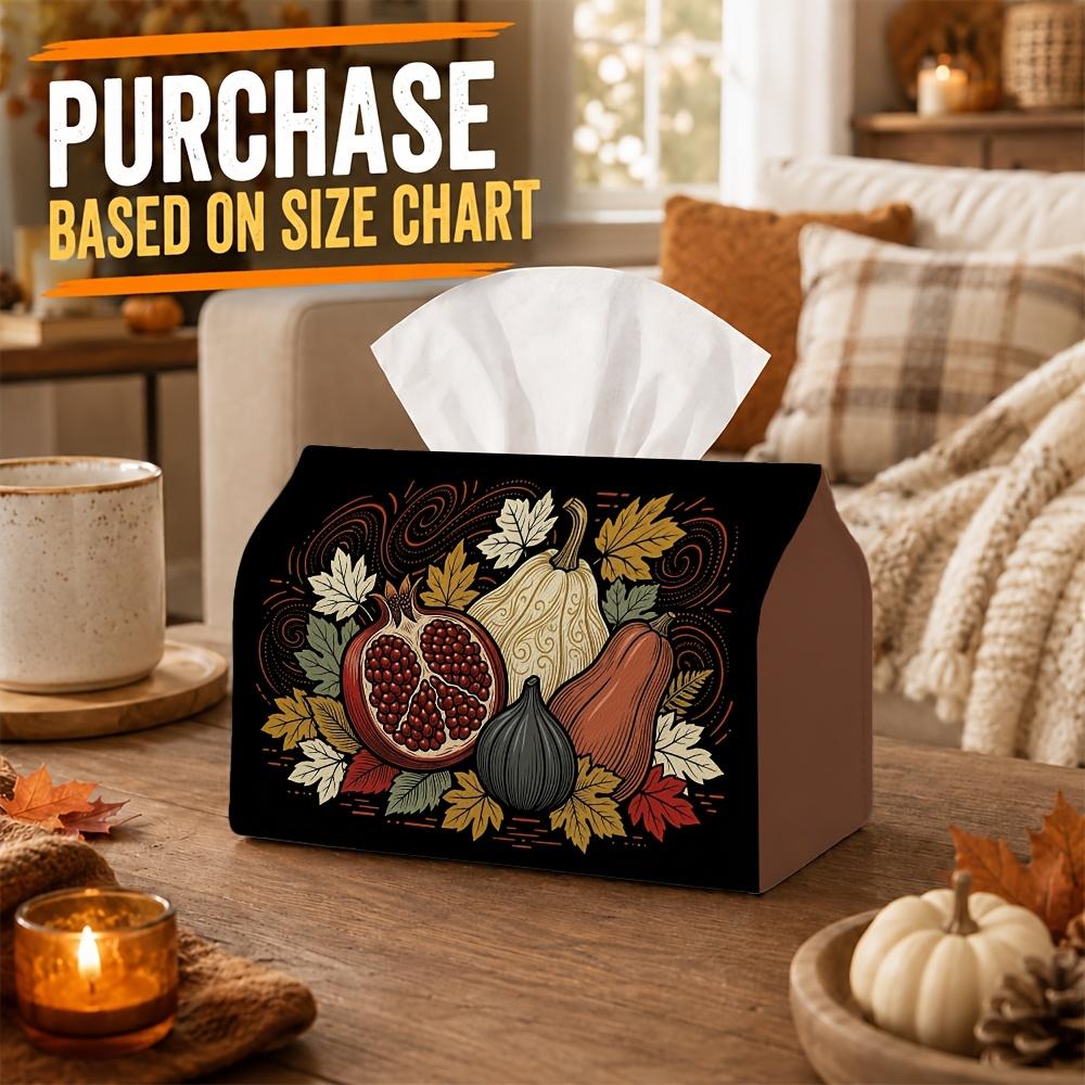 1pc Dark Botanical Tissue Box | Multi-functional Seasonal Hot Napkin Dispenser, Two Sizes Available Suitable for Home, Harvest Parties Pomegranate Fig
