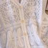 DIMANAF 2025 New Short Vest T-Shirt Women Sleeveless Buttons Knitting Lace Vest V-Neck Summer Style Basic Tops Tees Loose Clothing