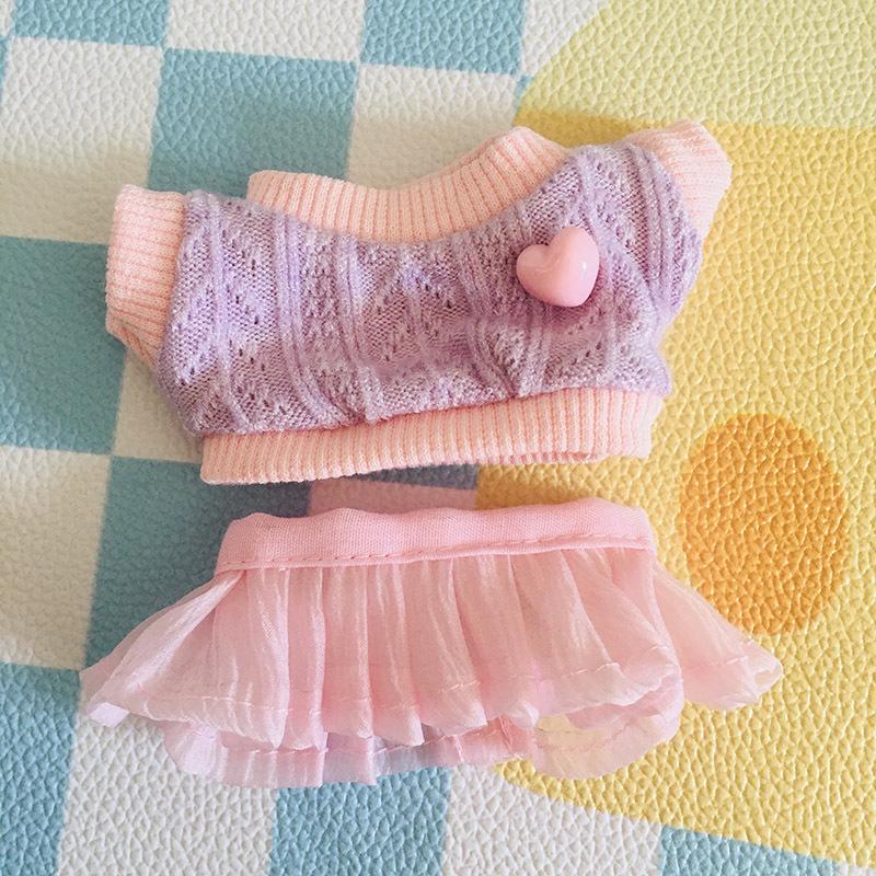 בגדי בובת קטיפה ויניל חמודה 17 ס"מ קופסה עיוורת - תליון LaBuBu שמלת אביזרים