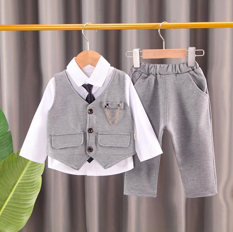 

Stylish Autumn Toddler Outfit: 3-Piece Infant Vest Set for 1-Year-Old Boys 80cm-110cm, Set of 4