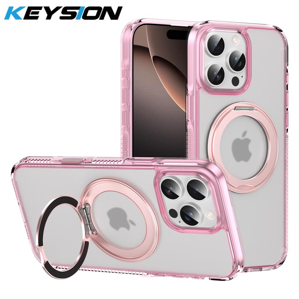 KEYSION Coque de protection pour iPhone 16 Pro Max 16 Plus avec bouton de contrôle tactile et anneau magnétique MagSafe 360, chargement sans fil, mat et transparent