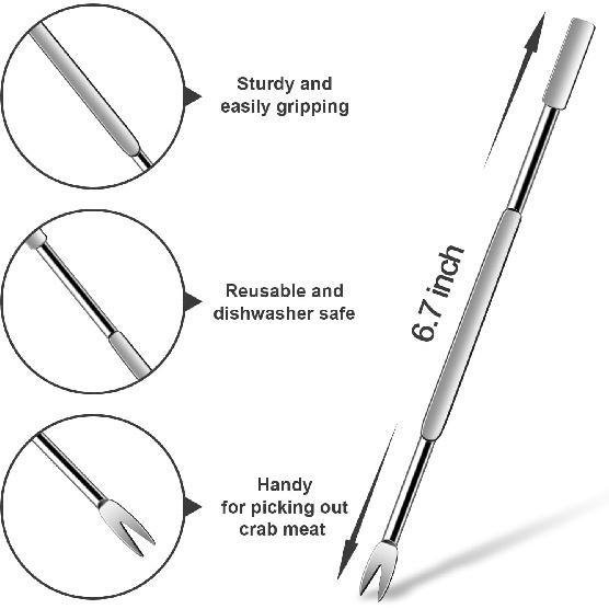 8 Pcs Lobster Crackers and Picks Set, Crab Leg Cracker Tools, Stainless Steel Seafood Crackers & Forks Nut Cracker Set for Eating Stake Support