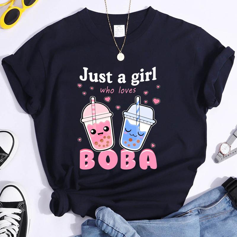 Jen holka, která miluje bobu, potištěné tričko dámská móda léto ležérní tričko s grafikou boby topy