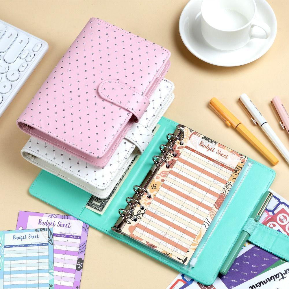 Rainstone Patterned Cover Money Saving Binder Compact Mini Budget Binder  for Budgeting Planner