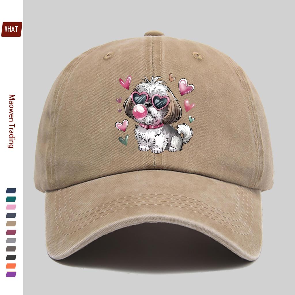 Pc Cute Bulldog with HeartShaped Fashion Glasses Print Baseball Cap with Love Heart Print Design Sun Hat Comfortable And Light