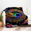 "Colorful Floral Celestial Wall Art Decor"Blanket Flannel Throw Blanket for Sofa, Bed, Travel, Camping, Office