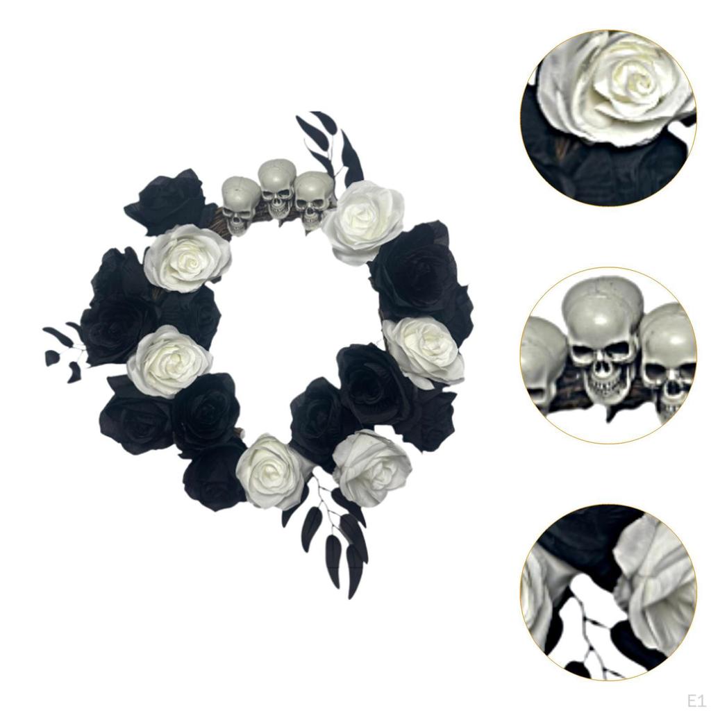 Halloween Skull Wreath Creepy Decorations Ornament Spooky Scene Flower