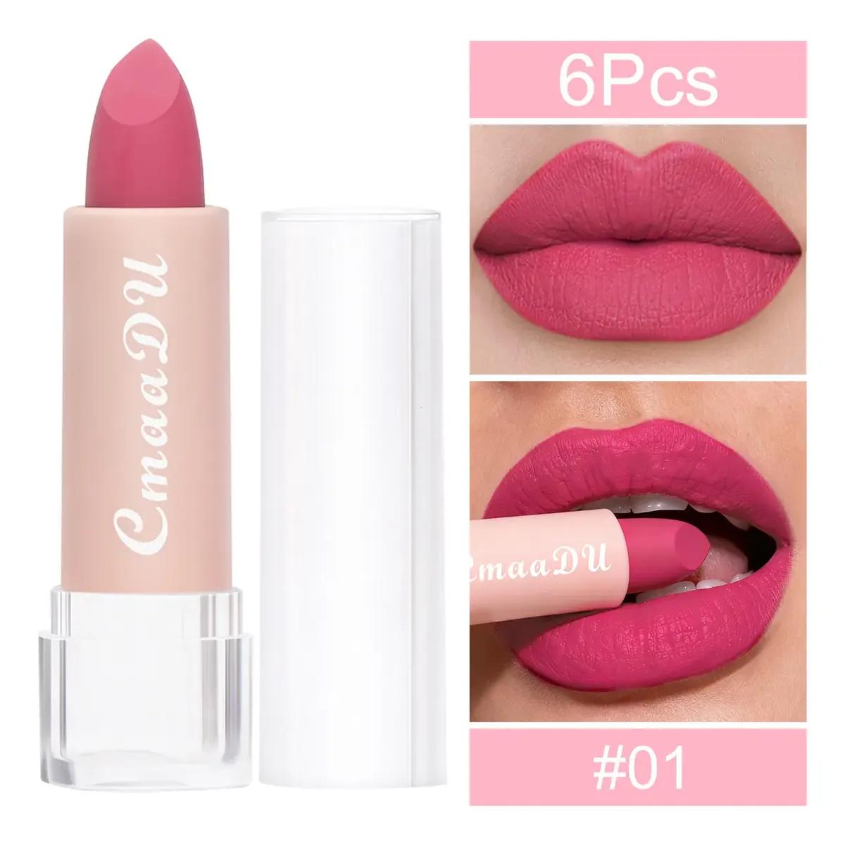 Cmaadu 6 Moisturizing Matte Lipsticks, Easy to Apply.