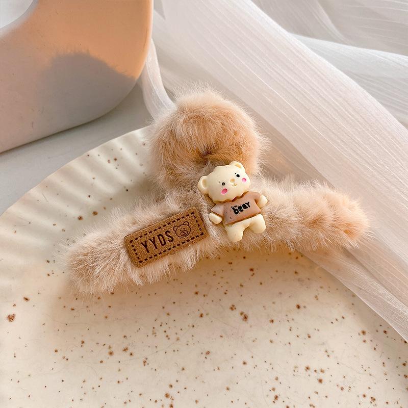 Simpatico Orso Autunno Inverno Mollette per Capelli a Pinza Peluche Donne Ragazze Grande Clip per Capelli a Squalo Fermaglio per Capelli Accessori per Capelli