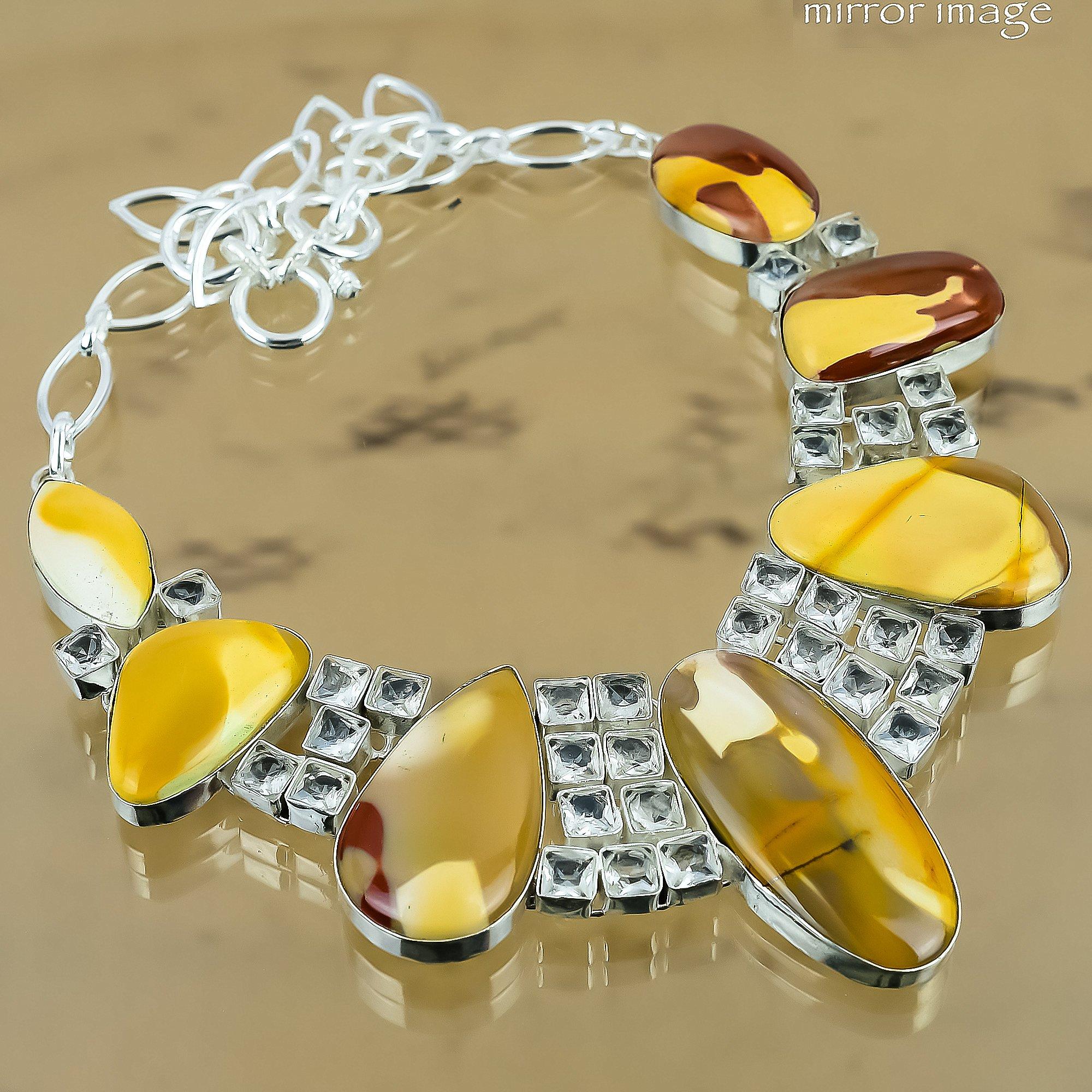 

Natural Mookaite Gemstone Chain Adjustable Necklace 925 Silver For Girls Adjustable