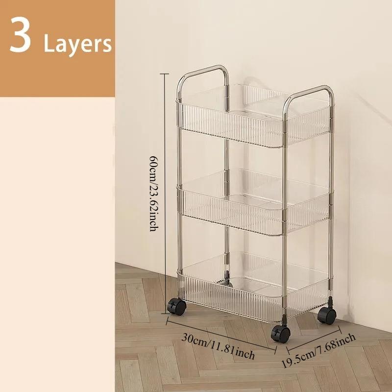 Multi Layer Storage Rack, Wheeled, Movable Household Snack Cart, Suitable for Household Use, Can Store Snacks, Cosmetics, Etc