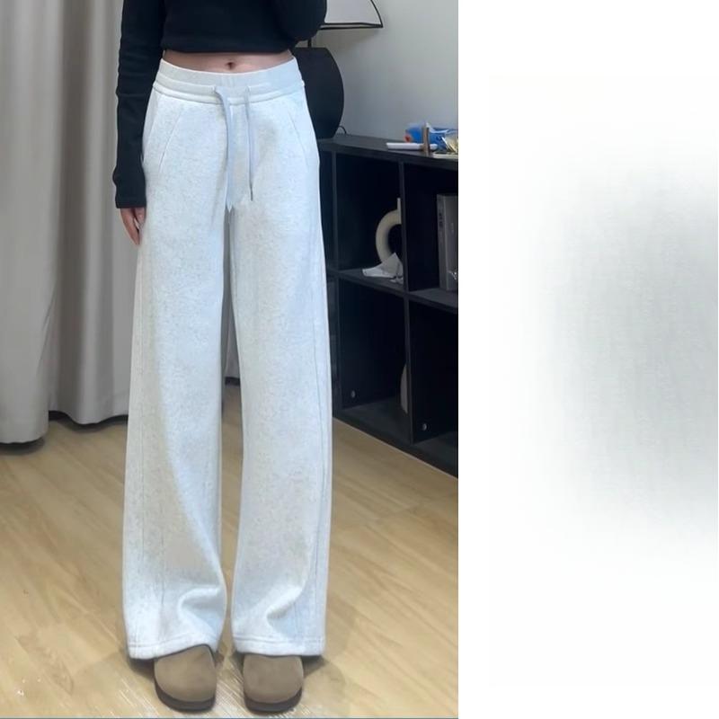 Spring and Autumn New High Waist Skinny Same Straight Narrow Informal Wide Leg Sweatpants