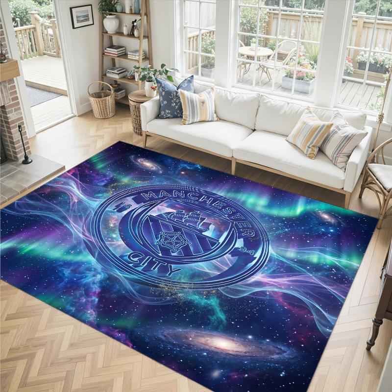 Manchester City Design Crystal Velvet Carpet Cozy Non?Slip Printed Rug For Bedroom Living Room Entrance