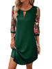 Vestido Camiseta de Malla Floral con Manga y Escote de Ojal para Mujer Vestido Túnica Casual de Manga Corta Vestido de Verano de Color Sólido