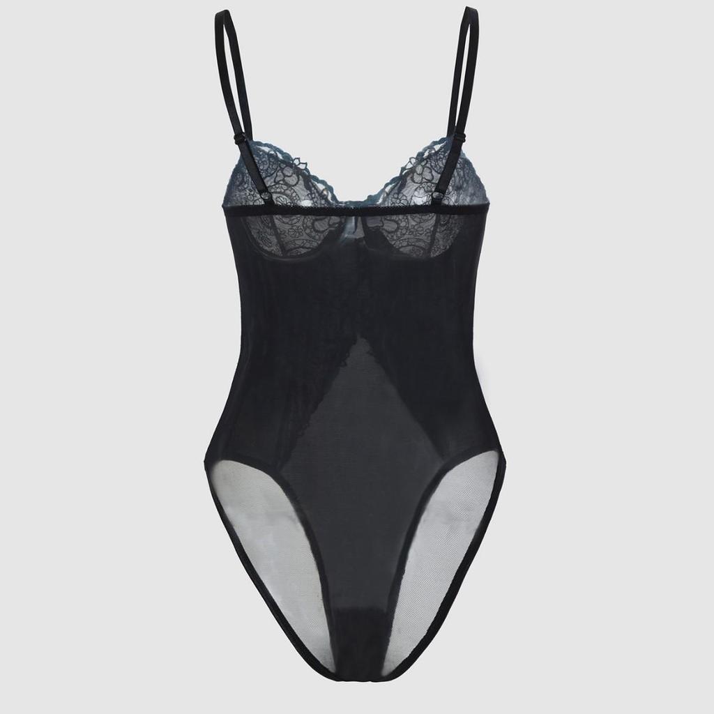French Chic Black Lace Push-Up Embroidered Bodycon Camisole Bodysuit