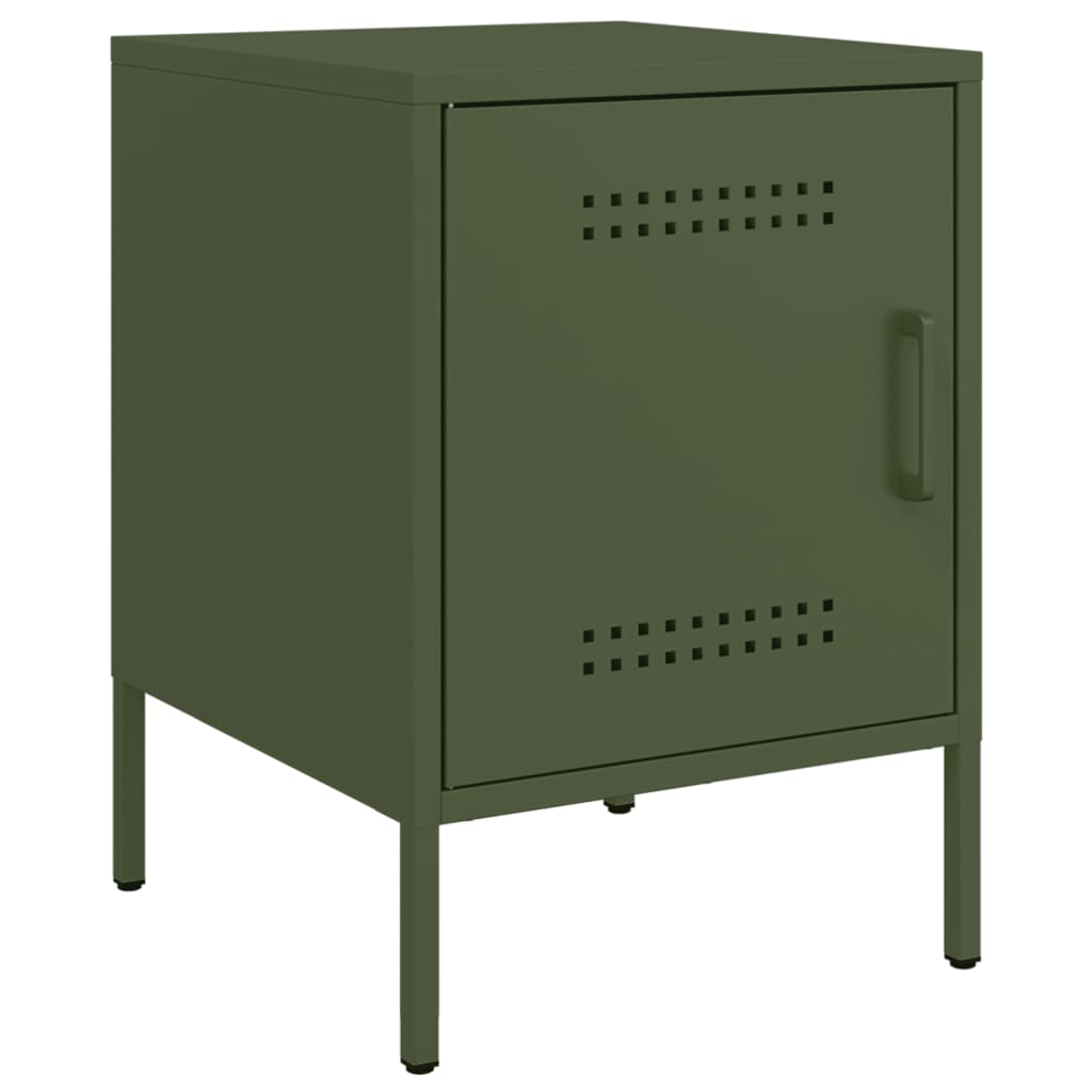 Nightstand Olive Green 36 X 39 X 50.5 Cm Steel