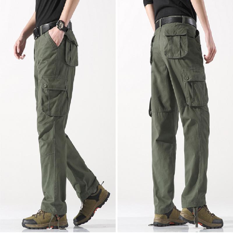 Men's Casual Pants with Three-dimensional Pockets, Straight-leg Long Pants, Outdoor Multi-pocket Men's Cargo Pants