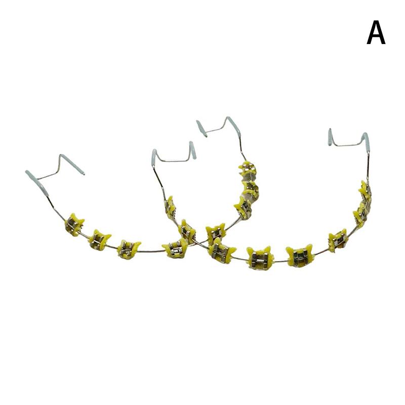 1Pair Cartoon Fake Braces Colorful Brackets For Teeth Temporary Metal Wires Metal Bracket Orthodontic Ligature Ties Dental Tool