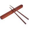 1Pair Portable Wooden Chopsticks,With Pull Type Chopsticks Box Case,Reble Hard Wooden Dinnerware for Outdoor Travel 25cm/9inch(Deep Color)